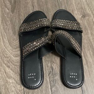 Jeweled slip on sandals